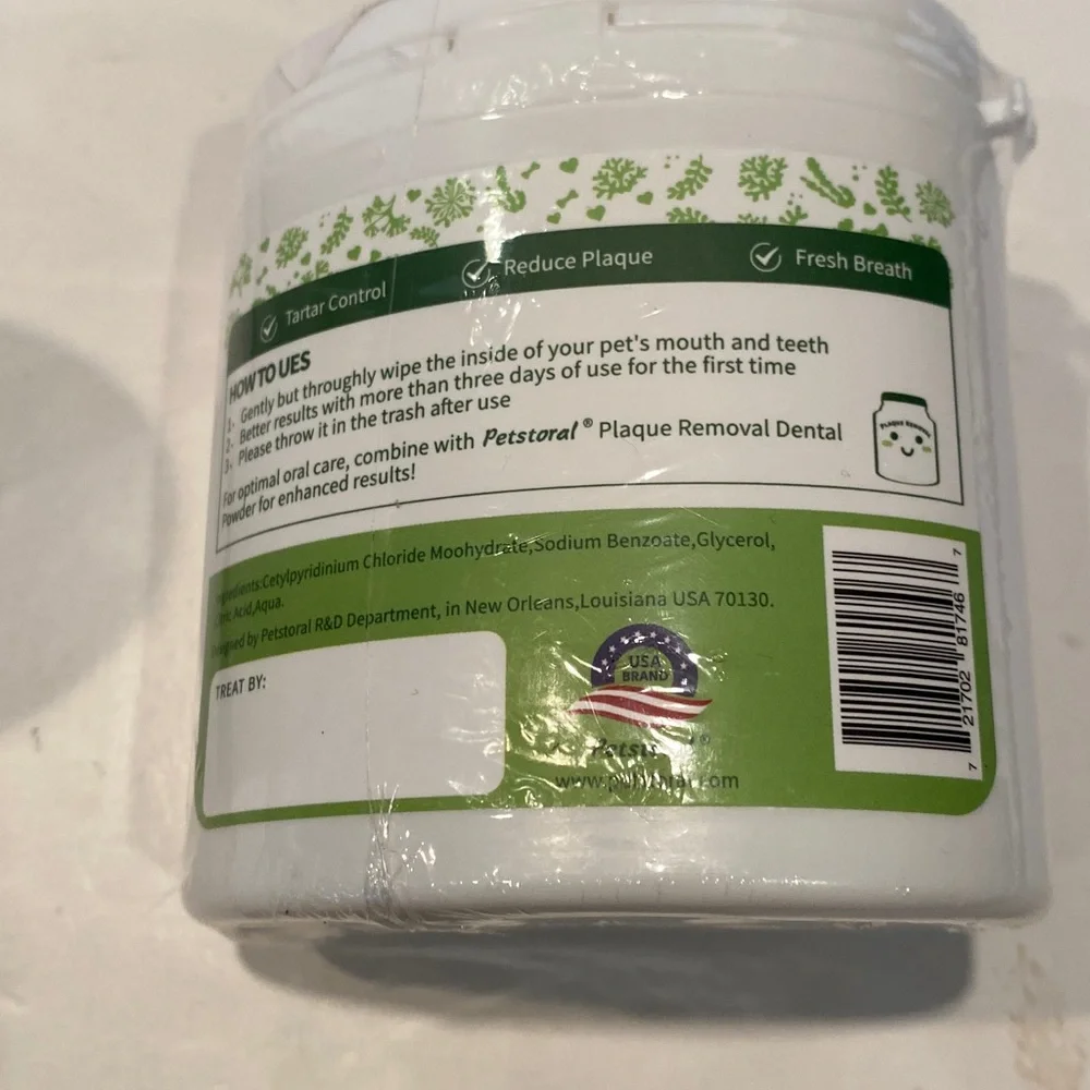 NIP Quantity 3 Petstoral Dental Care Wipes for Dogs or Cats